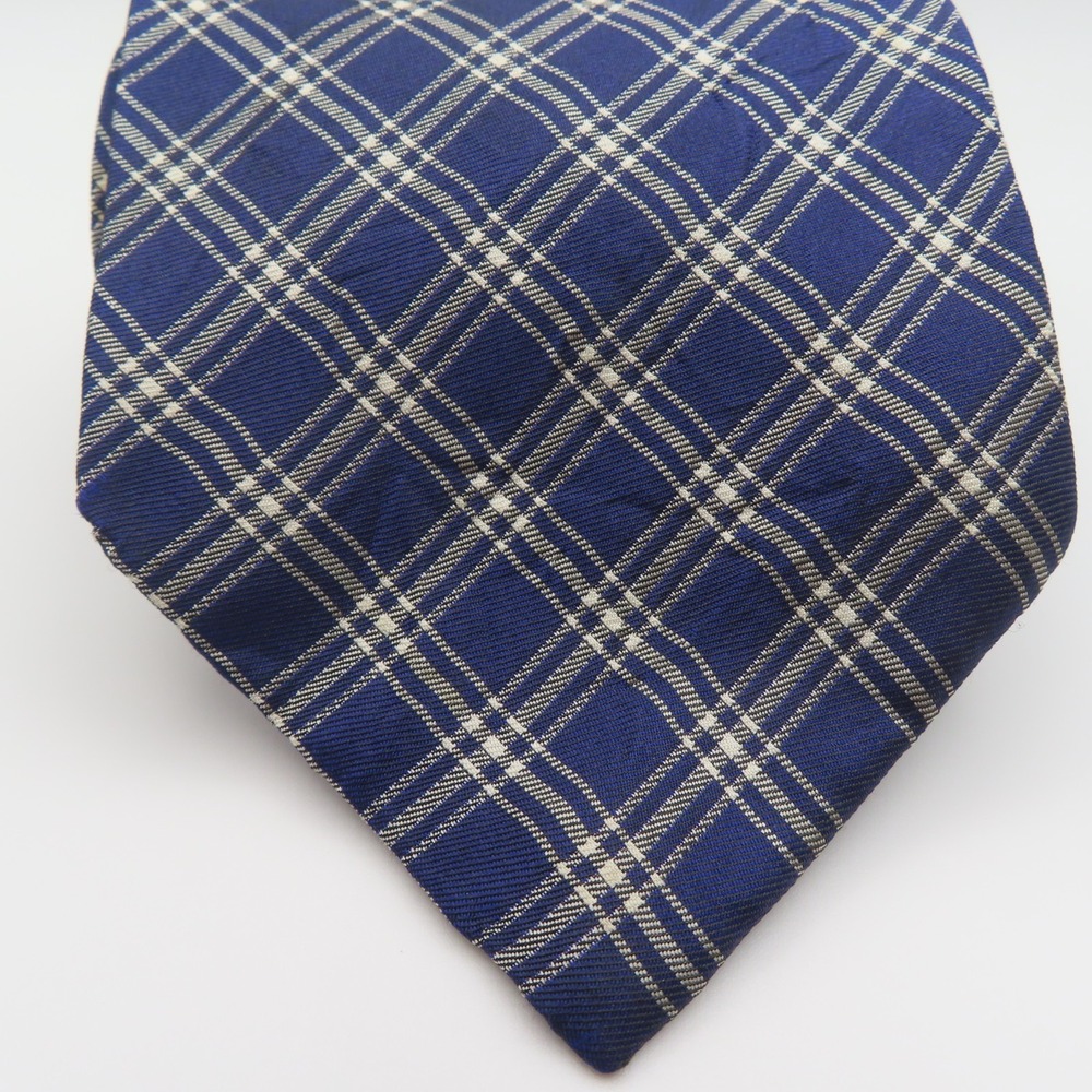 Ralph Lauren Polo Tie Silk Blue White Checked 3.75" Wide 59" Long USA University - Picture 2 of 7